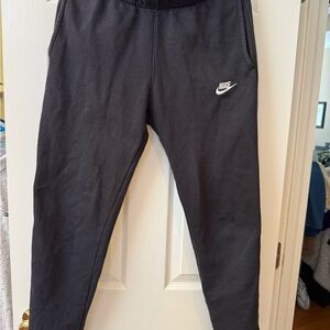 Nike Black Mens Jogger Sweatpants with White Swoosh